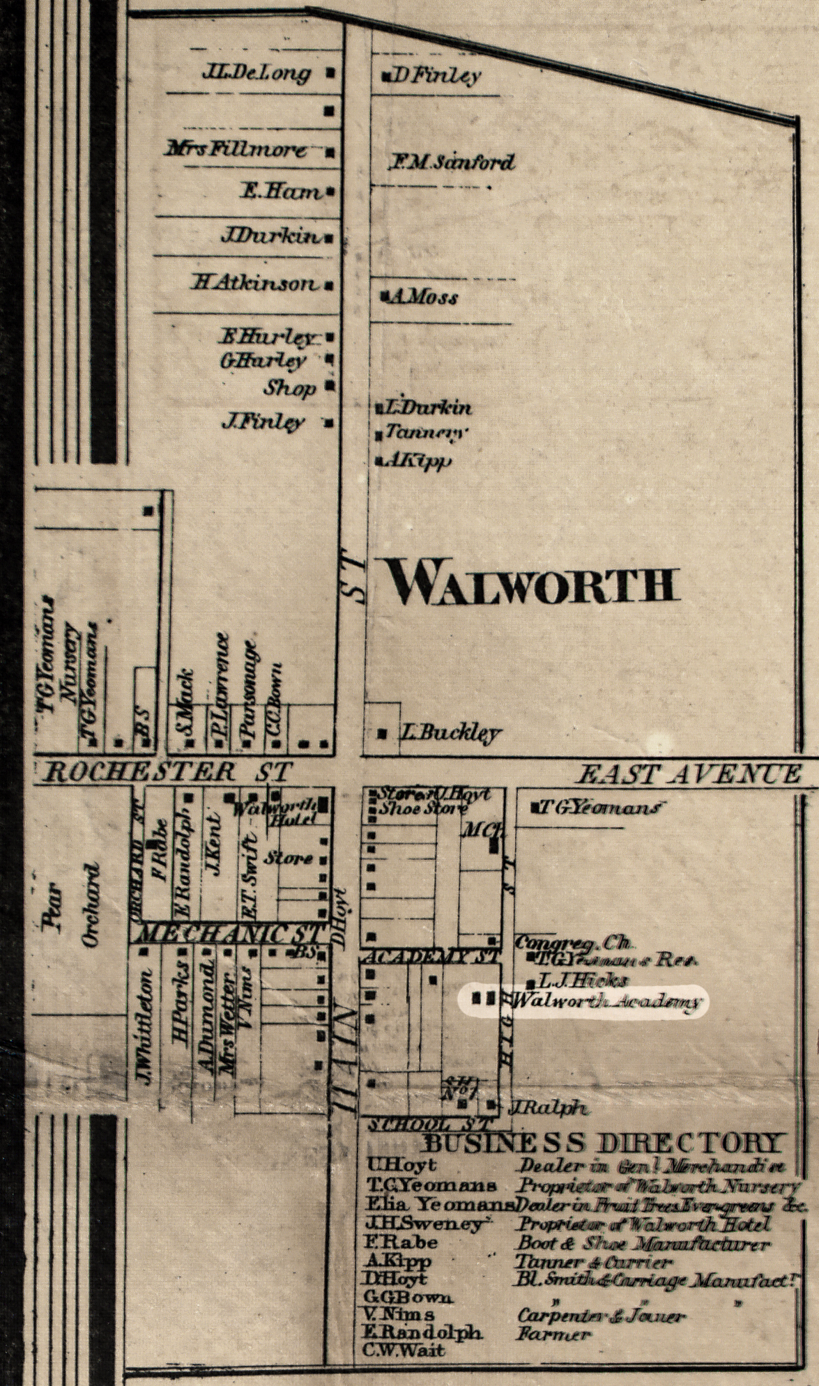 1858 Wayne County Wal-13 Excerpt Map